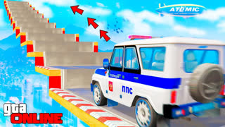 GTA 5 - КАК ДАЛЕКО РУССКИЙ ПОЛИЦЕЙСКИЙ УАЗ СМОЖЕТ ЗАБРАТЬСЯ ПО ЛЕСТНИЦЕ - ЭКСПЕРИМЕНТЫ В ГТА 5 ОНЛАЙН